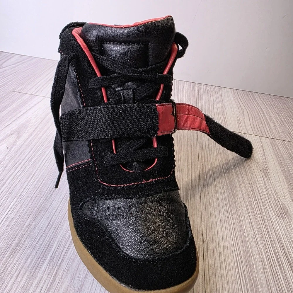 Love Pastry Dutchess Pie Women's High Top Wedge Sneakers Size 6 Black Pink Hip